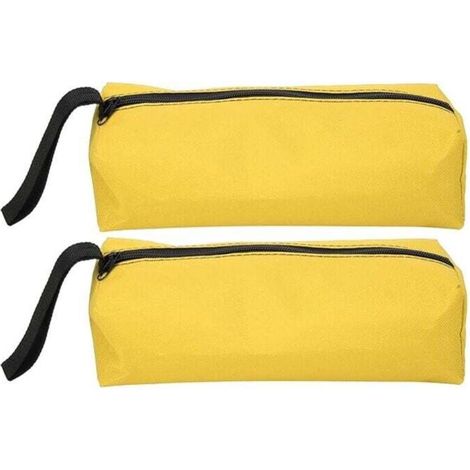 Set aus 2 kleinen Werkzeugtaschen, 25 x 8,5 x 7 cm, multifunktionale, tragbare Aufbewahrungstasche aus 600D Polyester mit Tragegurt und Reißverschluss (gelb)