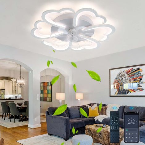 27" Ventilateur de Plafond avec éclairage Réglable et Telecommande, Lustre Ventilateur de Plafond Silencieux, Plafonnier Ventilateur de Plafond Chambre Salon, Reversible Chaud Froid-White (1/5)