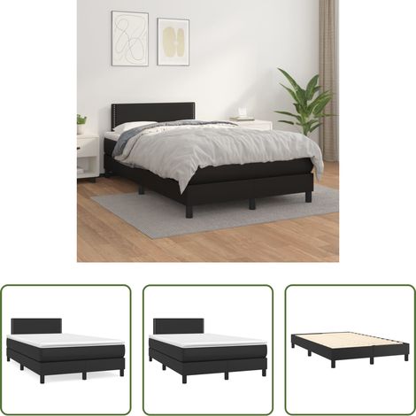 Matratze -  Boxspringbett mit Matratze Schwarz 120x200 cm Kunstleder (1/5)