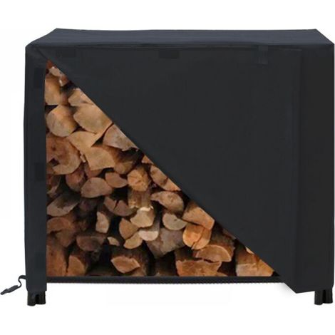 Kaelt - Support à Bois de Chauffage avec Couvercle Grande Capacité Extérieur Porte-bûches de Cheminée avec étanche 420D Oxford 48x24x42 pouces (1/5)
