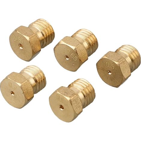 Lot de 5 embouts de conversion GPL pour cuisinière à gaz, en laiton, filetage standard M6 x 0,75, couleur or. (1/5)