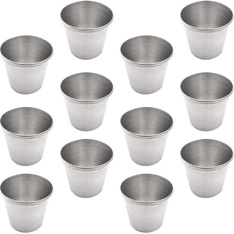 Set di 12 bicchieri da bibita in acciaio inox, bicchierini portatili in acciaio inox, bicchieri da vino per whisky, tequila (45 ml)