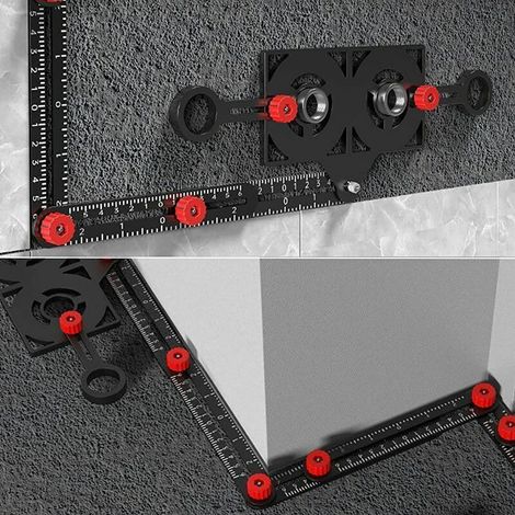 Règle de mesure multi-angles, 12 côtés précis en alliage d'aluminium, outil de mise en page de gabarit avec poinçon, outil de perçage pour les constructeurs, artisans, charpentiers, bricole