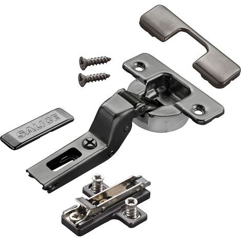 2 x Salice Topfband Serie 700 Titanium anthrazit mit Dämpfer im Topf 110° T48 Innenanschlag inkl. Kreuz-Montageplatte Höhe 3 mm mit Exzenterverstellung und Abdeckkappenset Topfscharnier von SOTECH (1/5)