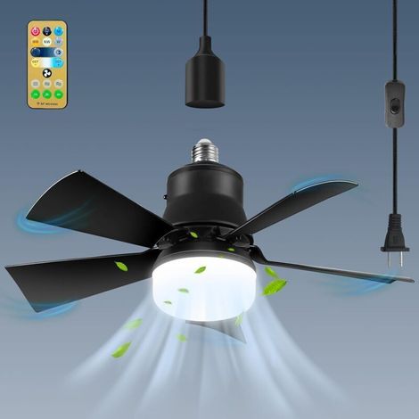 Ventilateur de Plafond avec Lampe avec Télécommande, E26 Ventilateur Silencieux Amovible , 3000K-6000K, 3 Vitesses, Luminosité Réglable, Timer (1/4)