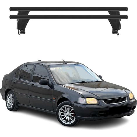 OMAC Dachträger Querträger Alu für Honda Civic mk6 Schrägheck 1996-2000 – Abschließbar – T-Nut – City-Crash-getestet – Max. 50 kg Schwarz (1/5)