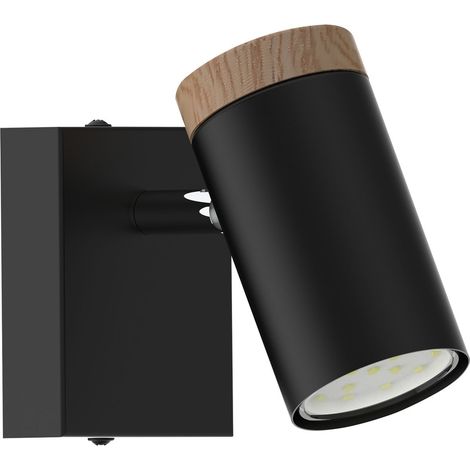 Applique murale noire bois spot orientable GU10 15W (1/3)