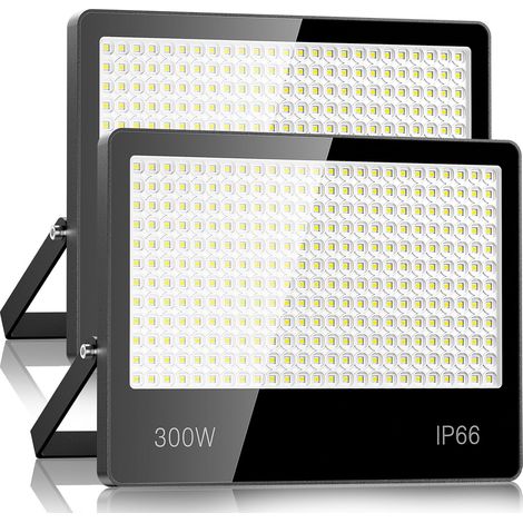 Projecteur LED Extérieur 300W 2 PACK - 30000LM 6500K Blanc Froid Spot LED Extérieur avec 300 LEDs Lampe, IP66 Étanche Eclairage Exterieur pour Stade, Terrasse, Rue, Garage (1/5)