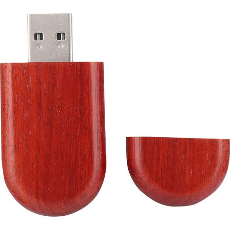 Clé USB 2.0 ovale en bois de rose, 64 Go, avec boîte