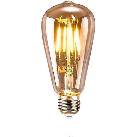 Ampoule E27 Vintage, 1 pièce Ampoule Edison LED E27 ST64 Lampe décorative rétro Edison Ampoule Vintage Antique Lampe 4W Filament Blanc Chaud pour Restau (1/5)