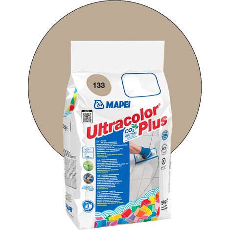 Mapei – Joint de carrelage ULTRACOLOR PLUS 5 Kg – Résistant à la moisissure – Hydrofuge DropEffect – Pour joints jusqu'à 20 mm – Couleur 133 Sable