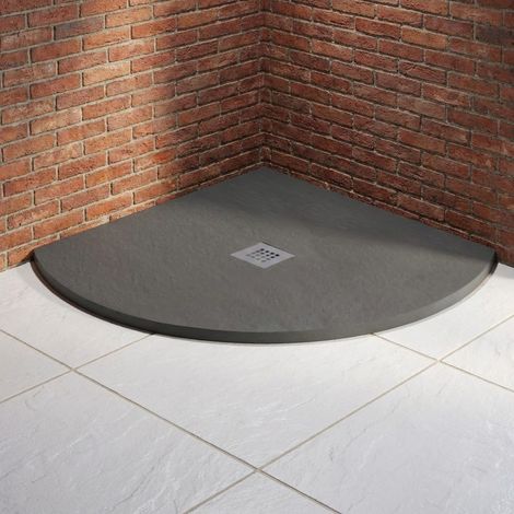 MX Minerals Ash Grey Slate Effect Quadrant Shower Tray 1000mm x 1000mm (1/4)