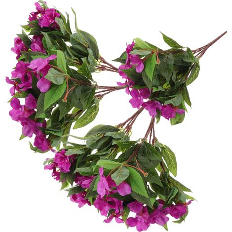 5 pièces Artificielles Impatiens Soie UV Résistantes Décoration Extérieure pour Jardin Terrasse Balcon et Boîte à Fleurs Aspect Naturel (1/5)