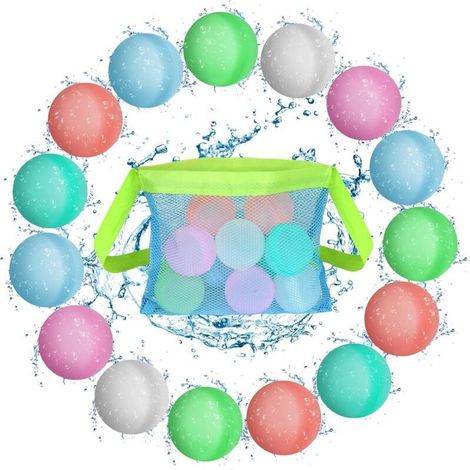 Ballons d'eau Réutilisables, Ballons à Eau Rapidement Remplissables, 15PC Bombes à Eau à Fermeture Automatique pour Enfant Adulte Jardin et de Plage Fête de La Piscine D'été (1/5)