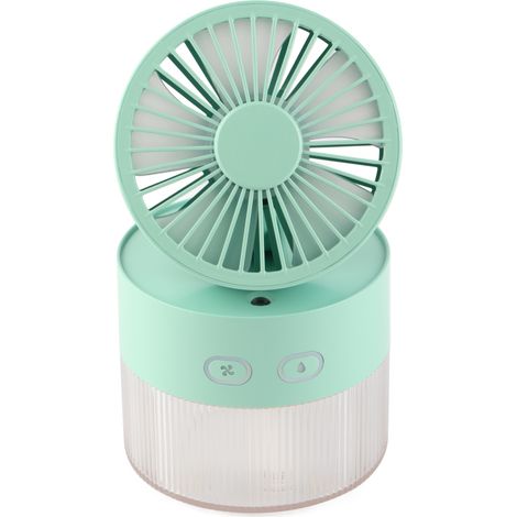 Mini ventilateur à eau pliable, petit ventilateur de bureau, en ABS, avec brumisateur USB, vert, idéal pour la maison, la bibliothèque ou le bureau. (1/5)
