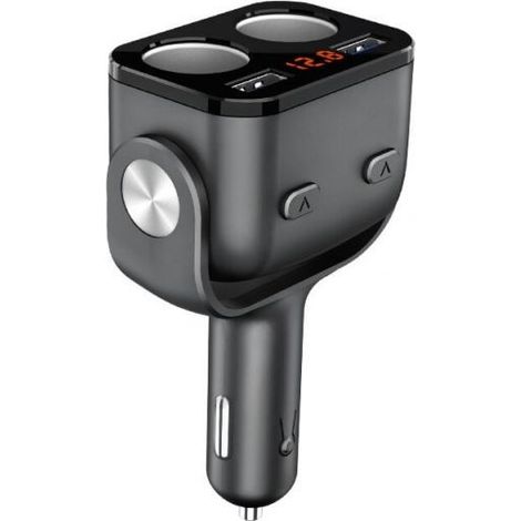 1pc Dual Cigarette Lighter Socket, Voltmeter Switch Car Charger for Mobile Phone Tablet GPS (1/5)