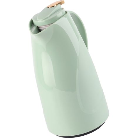 Bouteille isotherme 1,6L en verre, carafe de bureau pour thé et café, design scandinave, finition vert sapin, série Finlande. (1/5)
