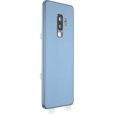 Cache arrière de remplacement avec vitre et film adhésif pré-installé pour objectif de caméra, compatible avec Galaxy S9+ Plus G965 (bleu). (1/5)