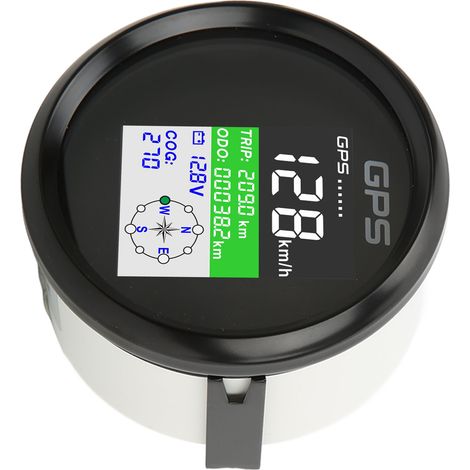 85-mm-GPS-Tachometer (km/h, mph, Knoten), DC 9–32 V, TFT-Bildschirm, IP67 wasserdicht, universell einsetzbar für Auto, Motorrad, Boot, schwarzes Zifferblatt, schwarzes Gehäuse (1/5)