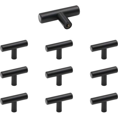 Möbelknopf, 10-teiliges Set schwarzer Edelstahl-Schranktürgriffe, Vintage-Schubladenknöpfe mit Schrauben für Kommoden und Kleiderschränke