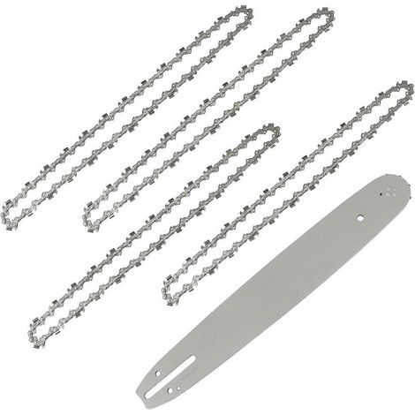 Lot de 4 chaînes de tronçonneuse avec guide-chaîne de 14 pouces (35 cm), guide-chaîne de 14 pouces, chaînes de tronçonneuse de rechange - Pas de 3/8 pouce - 52 maillons d'entraînement - 0,050 pouce (1 (1/5)