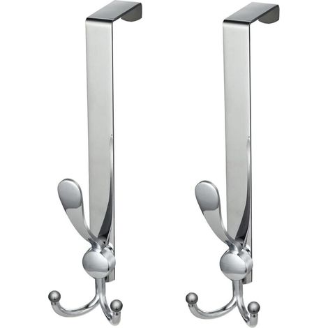 Porte Manteau pour Porte, 2 Pcs Patère de Porte sans Percage en Acier Inoxydable, Crochet de Porte pour Chambre Salle de Bains Cuisine (Largeur 4.5 cm, Argent)