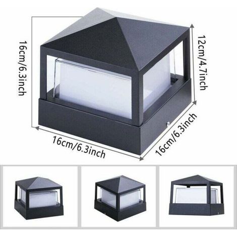 Lumière de pilier - 18 W - LED blanc chaud 3000 K - IP65 étanche - aluminium - pour jardin porte villa clôture - 16 x 16 x 12 cm - 1 pièce (1/4)