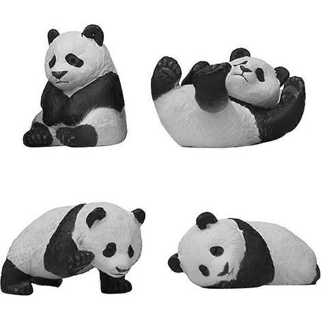 Lot de 4 figurines décoratives de panda miniatures, adorables animaux de compagnie, décoration intérieure-12X10X8CM-White (1/3)