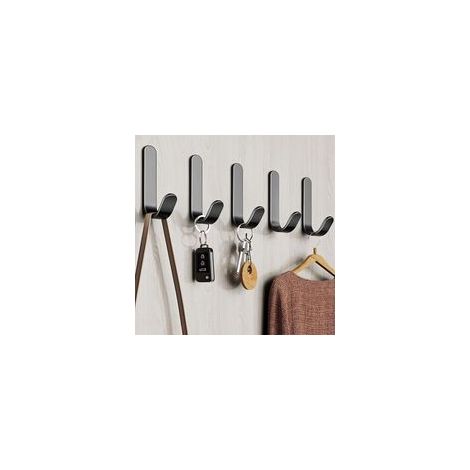 Crochet Adhésif 3M, Crochet Mural Salle de Bains En Acier Inox, Porte Serviette Auto-Adhesif Imperméable pour la Cuisine le Salon et le Bureau(Noir 12 Pièces) (1/5)
