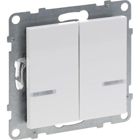 Interrupteur 2 voies avec conducteur N, 2 canaux de commutation (250 W chacun), vis ou griffes d'expansion, application Home + Control, Smart Home, couleur : blanc (1/3)
