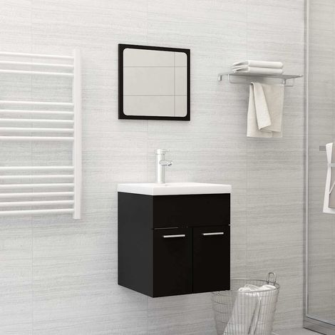 804774 vidaXL 2 Piece Bathroom Furniture Set Black Engineered Wood (1/5)