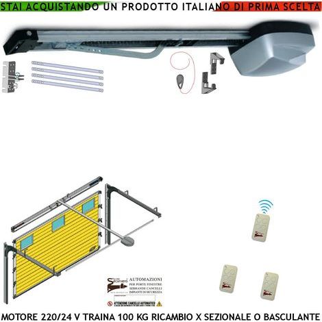 PORTA SEZIONALE KIT AUTOMATISMO ELETTRICO 220/24 V AUTOREVERSE TRAINA 100 KG 3 RADIOCOMANDI SBLOCCO INTERNO SUL CARRELLO (1/5)