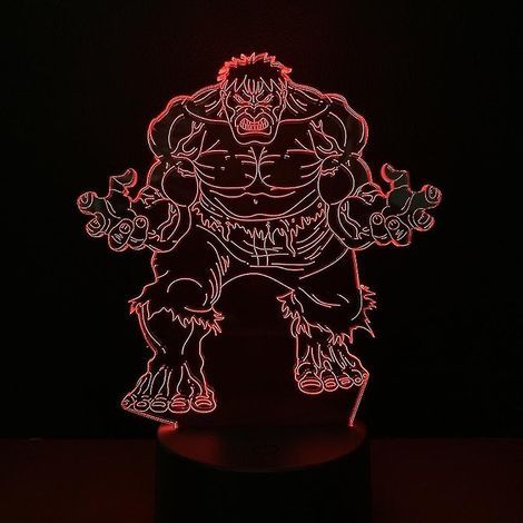 Lampe de table LED 3D Green Hulk USB, veilleuse d'ambiance anime (1/3)
