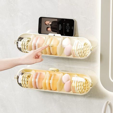 Organizzatore da parete per gioielli e cosmetici, design trasparente, facile installazione, materiale plastico robusto, 36,5119 cm (1/3)