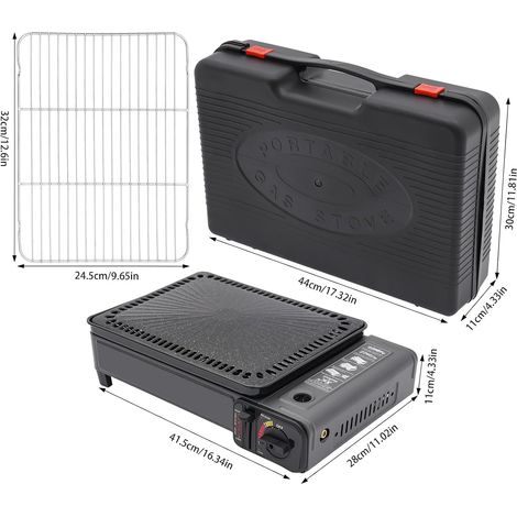 Cuisinière à gaz au butane, Cuisinière à gaz portable Camping Grill 41.5 28 11cm partir de fer de haute d'acier inoxydable Idéal pour le camping, les voyages randonnée et cuisine en plein air (1/5)