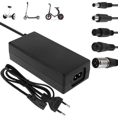 Cargador para patinete eléctrico，Cargador universal de 36V/42V 2A，Con 5 conectores para cargador de batería，Compatible con Xiaomi Mi Mijia M365 (1/5)