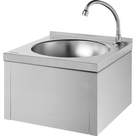 Delabie – Lave-mains mural inox 385x250mm – Déclenchement au genou – Fixation murale – 182310