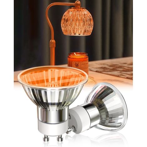 Ampoule GU10 50W - Lot de 2 - Verre Ambre Rouge - Lumière Chaude 2800K - Pour Lampe à Cire et Lave - Culot GU10 Standard (1/5)