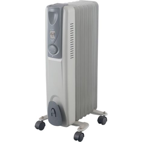 Radiador de aceite Confort 1500W, 2000W o 2500W blanco y gris  7, 9 u 11 elementos, 3 potencias, ruedas, termostato regulable Blanco / Gris 1500W Blanco / Gris 1500W (1/3)