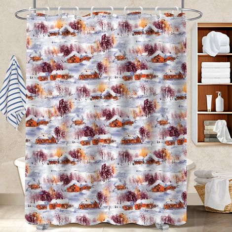 Rideau de bain imprimé polyester 180x180 souple bâche de douche pour logement étudiant (1/5)