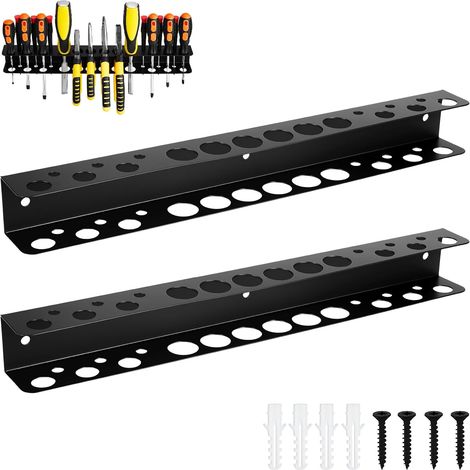 Soporte de pared resistente para 2 destornilladores y alicates, ideal para garajes, estudios, hogares, talleres, etc., 40 cm. (1/5)