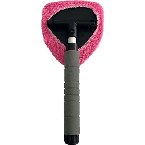 Spazzola telescopica pentagonale per la pulizia del parabrezza, 1 spazzola e 1 panno rosa di copertura, spazzola antiappannamento in microfibra per la pulizia dei finestrini dell'auto.