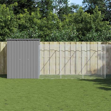 Niche pour chien avec enclos en acier galvanisé gris clair 165 x 659 x 181 cm - PANGIVO (1/5)