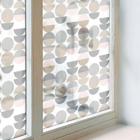 Film Dépoli pour Fenêtre 100x100 Vitrail Collés sur le Verre Protection PVC pour Chambre Cuisine Salle de Bain Adhésif Décoratif Motifs géométriques (1/5)