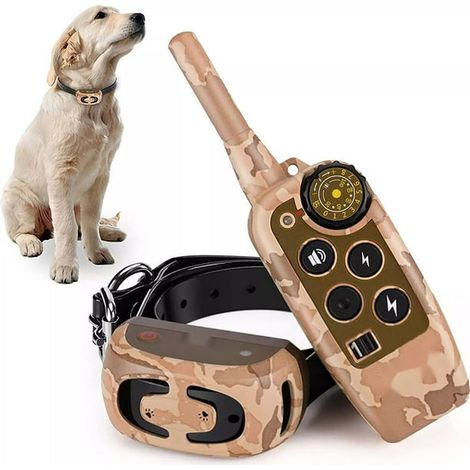 Hundeerziehungshalsband mit Fernbedienung, wasserdicht bis 600 m, wiederaufladbar, mit starker Vibration, Piepton und statischer Stimulation (1/4)