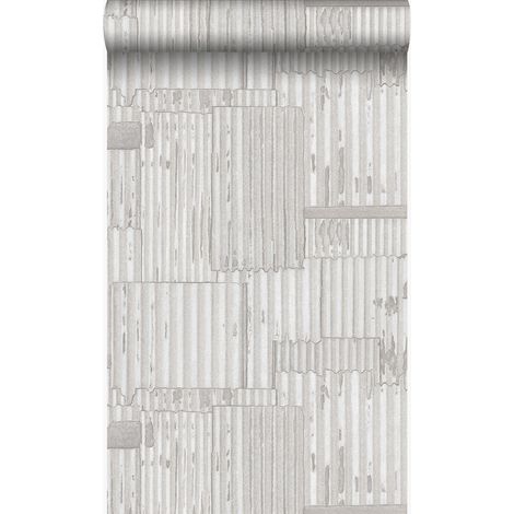 papier peint tôles ondulées en métal industrielles 3D blanc cassé  - Origin Wallcoverings (1/5)