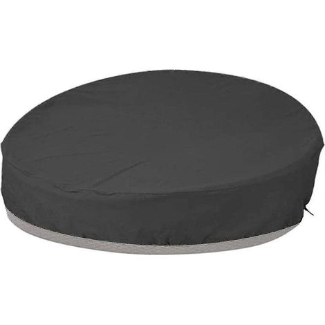 Housse de protection ronde pour lit de jardin, canapé-lit rond, coupe-vent et résistante aux UV, en toile Oxford 210D noire, 190 x 89 cm. (1/5)