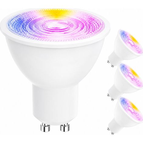 Shine Home Lot de 4 Ampoules Connectées GU10 WiFi 5W 326LM, RGB + CCT Dimmable, Compatible Google Home