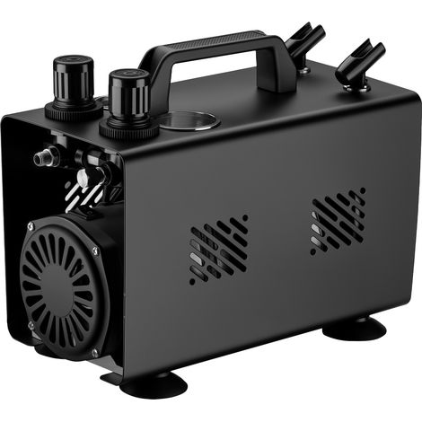 Wiltec Airbrush Kompressor AS18TA 1/6 PS, Druckluftkompressor mit 20-23 l/min Luftzufuhr, Kompressor für Airbrush-Pistole mit 2 Aushängen, Luftkompressor mit Druckmesser für Airbrush-Design
