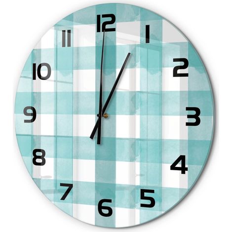 Horloge Murale Ronde Déco Murale Artistique Verre Silencieuse Salon Chambre Grille bleue fi 60 cm (1/5)